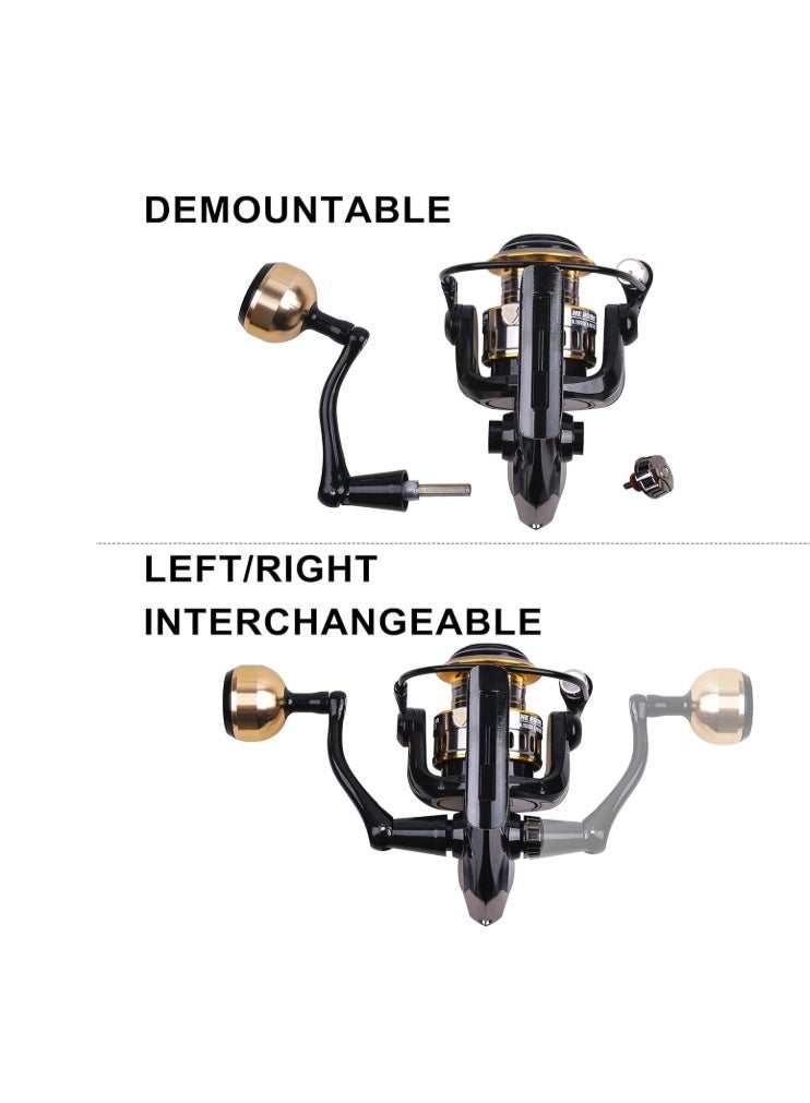 ببكرة صيد دوارة HE5000، بكرة دوارة عالية السرعة بنسبة تروس 5.2:1، قوة سحب عالية، خفيفة الوزن، سلسة، مناسبة لصيد الأسماك في المياه العذبة والمالحة - Image 3
